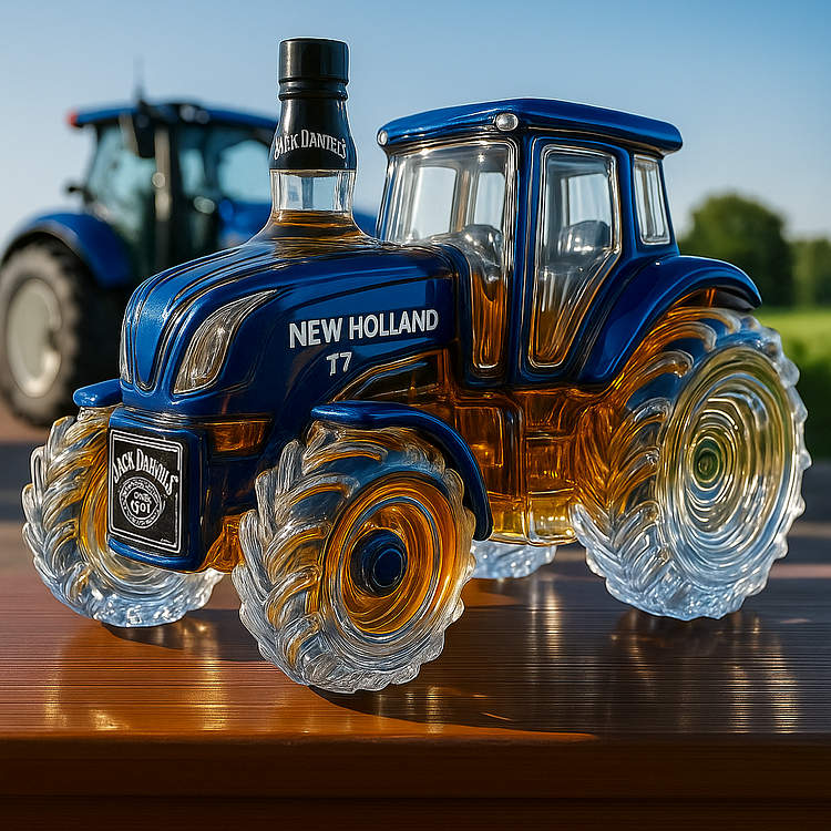 Klasszikus whisky üveg traktor formájában New Holland T7