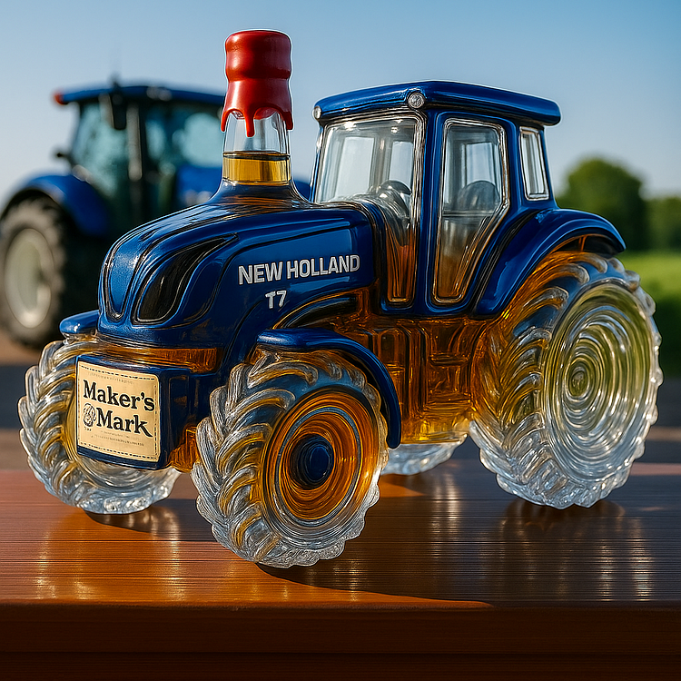 Klasszikus whisky üveg traktor formájában New Holland T7