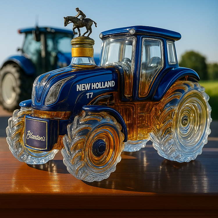 Klasszikus whisky üveg traktor formájában New Holland T7